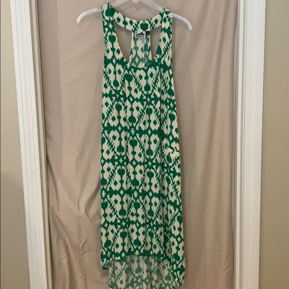 cream and green patterned sun dress